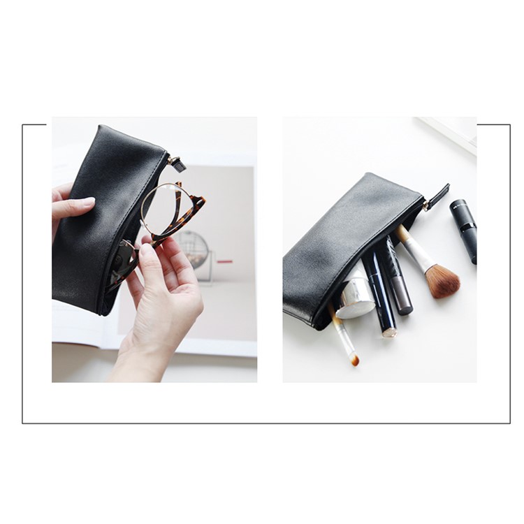 5Pcs PU Leather Handbag Student Pencil Pouch Bags - Black-6