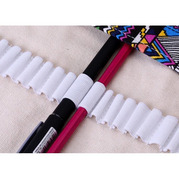 Chinese Folk-custom Pattern Canvas Pencils Organizer Pouch Case 56 x 20 cm (48 holes ) - Colorful Tribe Pattern-9