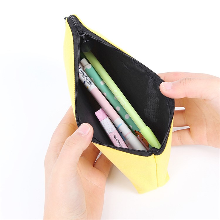 Smile Face Canvas Student Pencil Pouch Bag - Yellow / Multi Expression-4