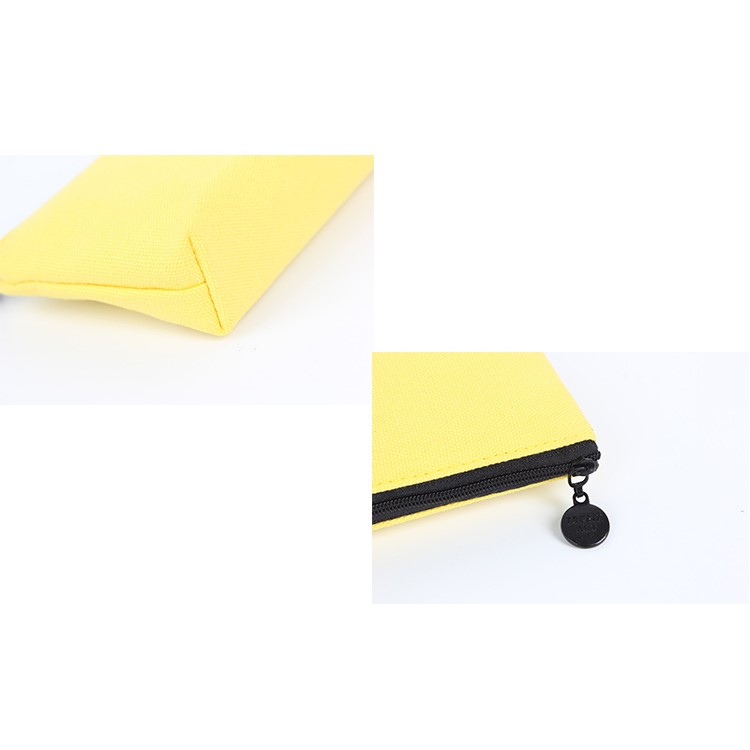 Smile Face Canvas Student Pencil Pouch Bag - Yellow / Multi Expression-7