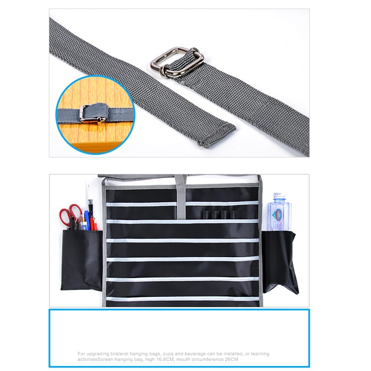 School Desk Table Hanging File Book Magazine Tidy Organizer Rack Pockets Storage Bag - Black-9