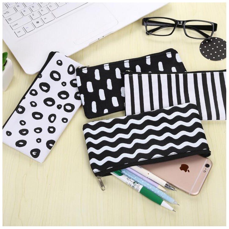 Wave Stripes Zipper bag Student Pen Pouch Bag-8