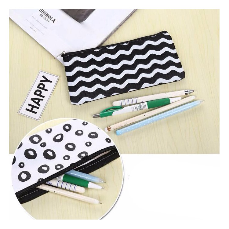 Wave Stripes Zipper bag Student Pen Pouch Bag-9