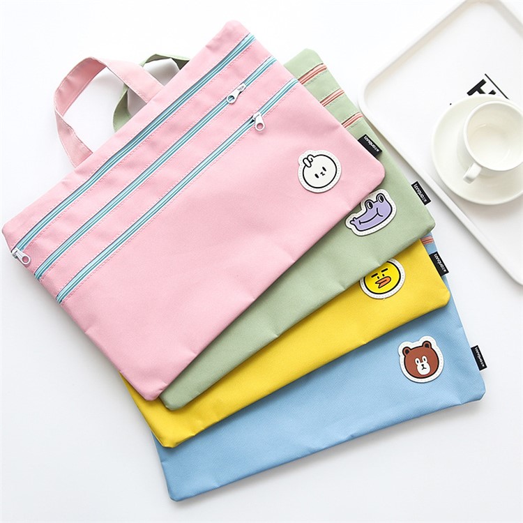Cartoon Portable Three-layer Zipper A4 File Bag-1