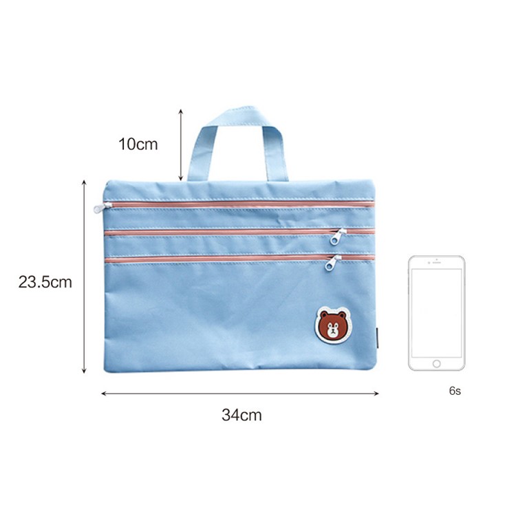 Cartoon Portable Three-layer Zipper A4 File Bag-3