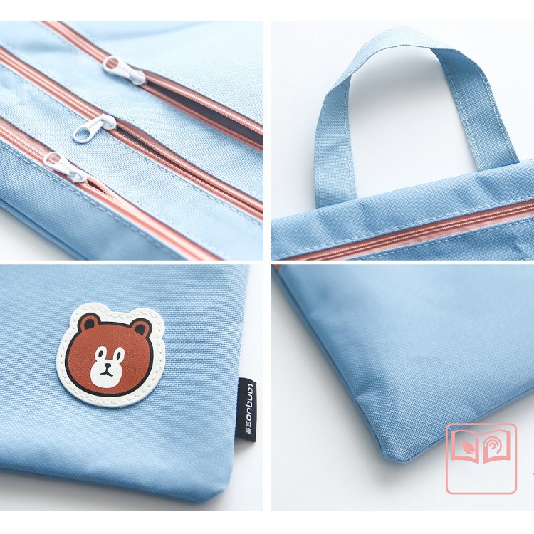 Cartoon Portable Three-layer Zipper A4 File Bag-4