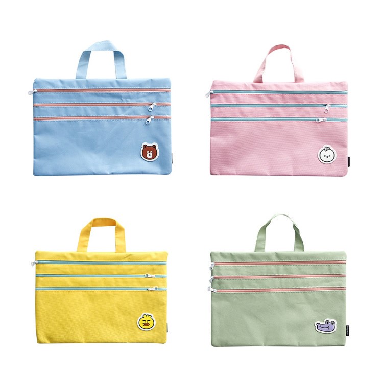 Cartoon Portable Three-layer Zipper A4 File Bag-5