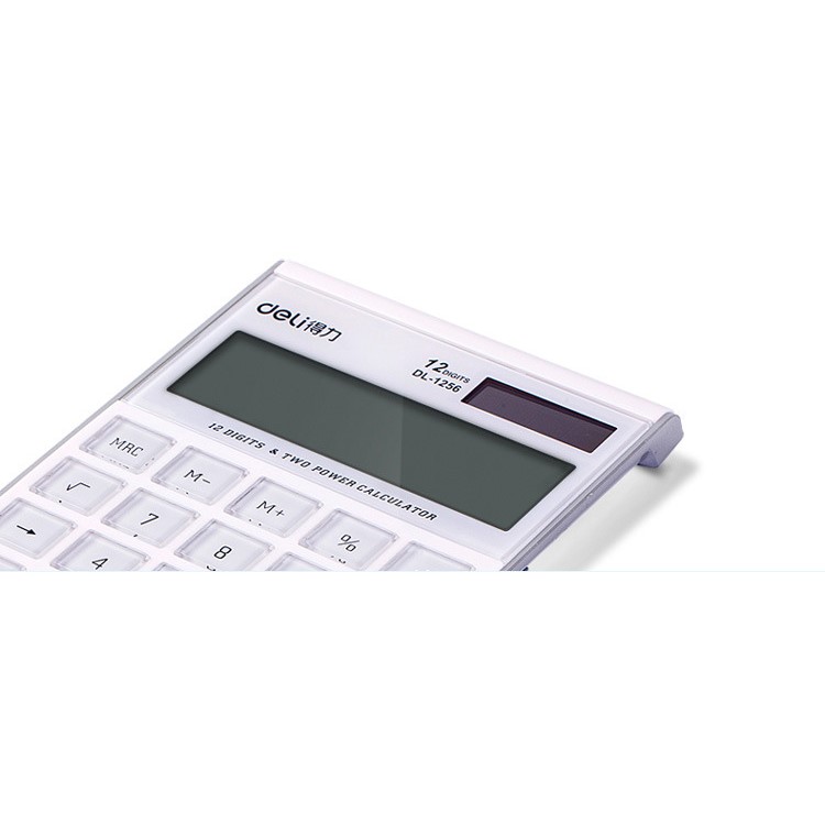 Elegant & Ultrathin 12 Digit LCD Display Dual Powered Desktop Standard Handheld Calculator - White-4