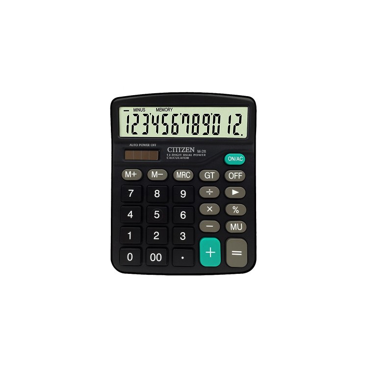 M28 Solar and Battery Dual Power Supply Desktop Calculator - Black-1