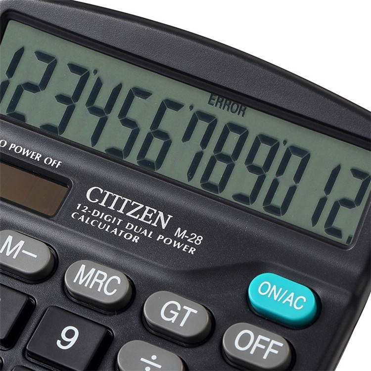 M28 Solar and Battery Dual Power Supply Desktop Calculator - Black-2