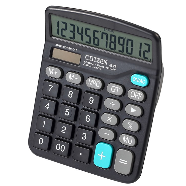 M28 Solar and Battery Dual Power Supply Desktop Calculator - Black-3