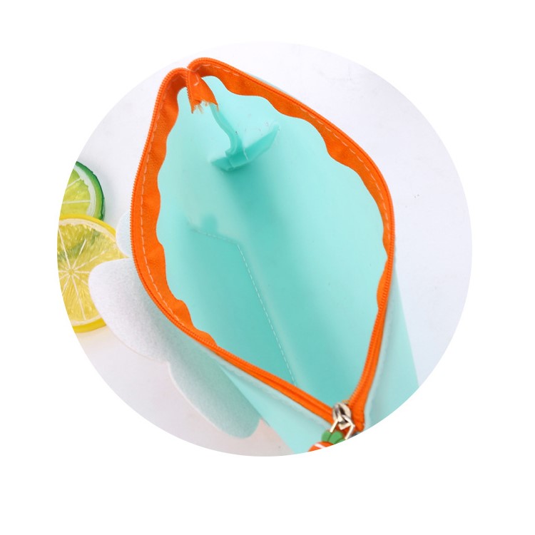 Carrot Fantasy Patterned Zipper Waterproof Silicone Pen Pouch Bag - Green-3