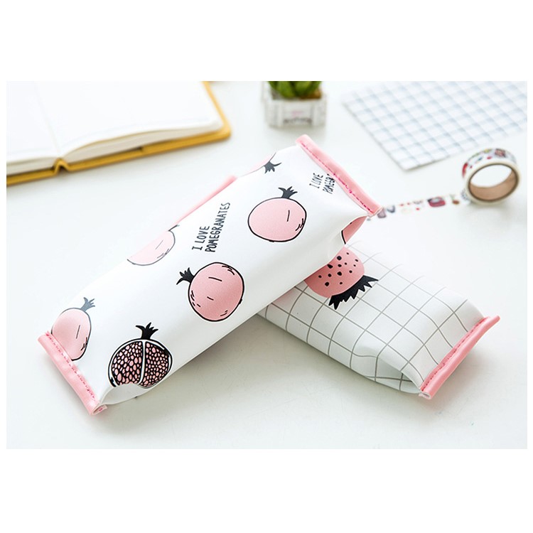 PU Coated Leather Pencil Bag - I Love Pomegranate-3