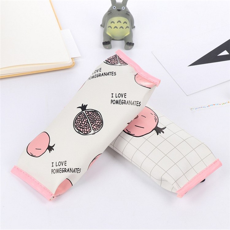 PU Coated Leather Pencil Bag - I Love Pomegranate-5