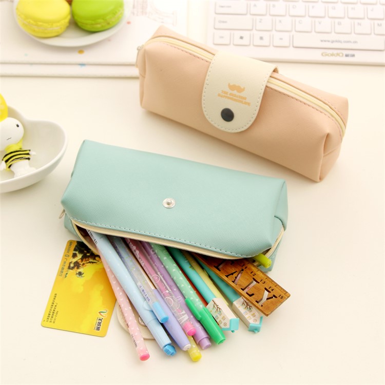 20 x 8 cm Stud-snap Design PU Leather Pencil Bag - Pink-4