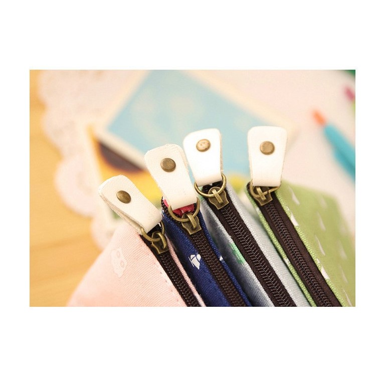 Canvas Printing Pattern Student Pen Stationary Pouch Bag Pocket - White-4