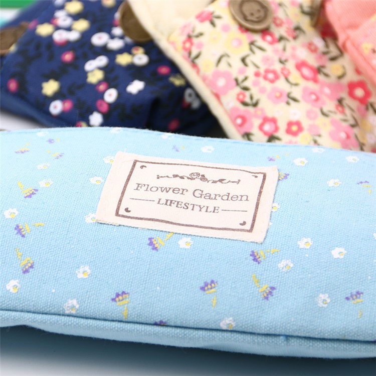 21 x 10.5 cm Floral Pattern Canvas Student Pencil Pouch Bag - Pink-3