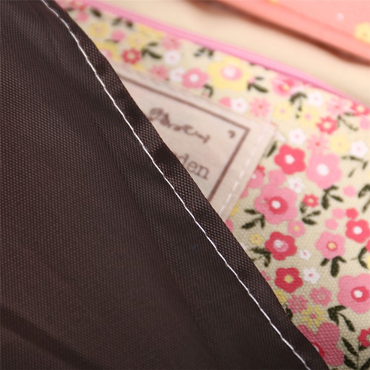 21 x 10.5 cm Floral Pattern Canvas Student Pencil Pouch Bag - Pink-6