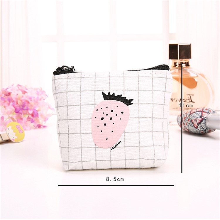 Canvas Fruit Pattern Zipper Money Pouch Bag - Pomegranate-4