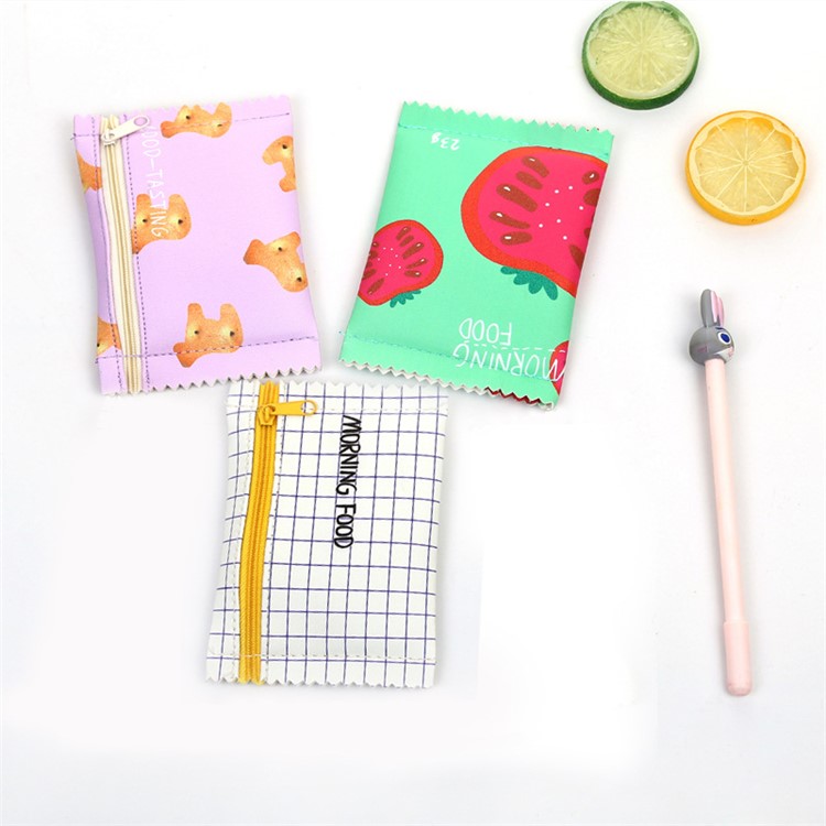 PU Leather Patterned Mini Zipper Coin Purse - Lattice and Cheese-2