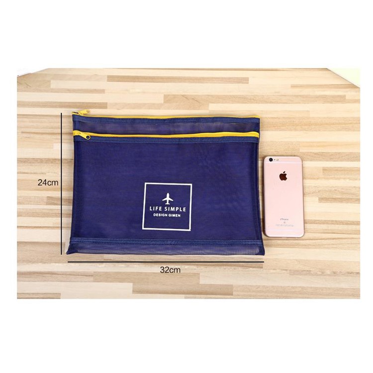 Two-layer Design Cartoon Plane Mesh Nylon A4 Document File Bag (A4 Size)-2