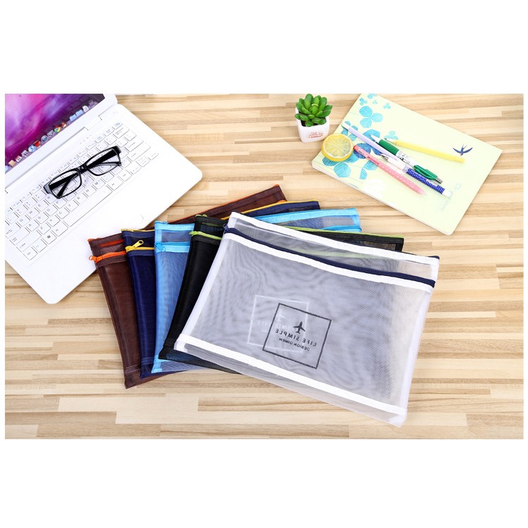 Two-layer Design Cartoon Plane Mesh Nylon A4 Document File Bag (A4 Size)-4