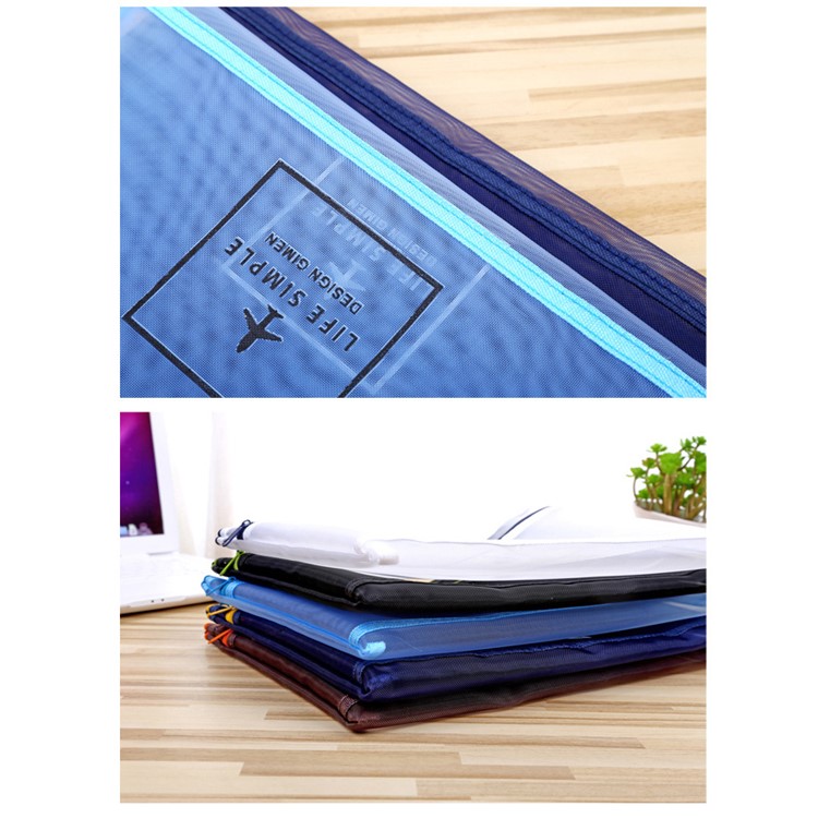 Two-layer Design Cartoon Plane Mesh Nylon A4 Document File Bag (A4 Size)-5