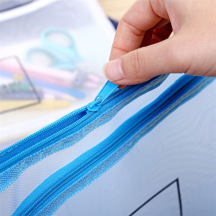 Two-layer Design Cartoon Plane Mesh Nylon A4 Document File Bag (A4 Size)-7
