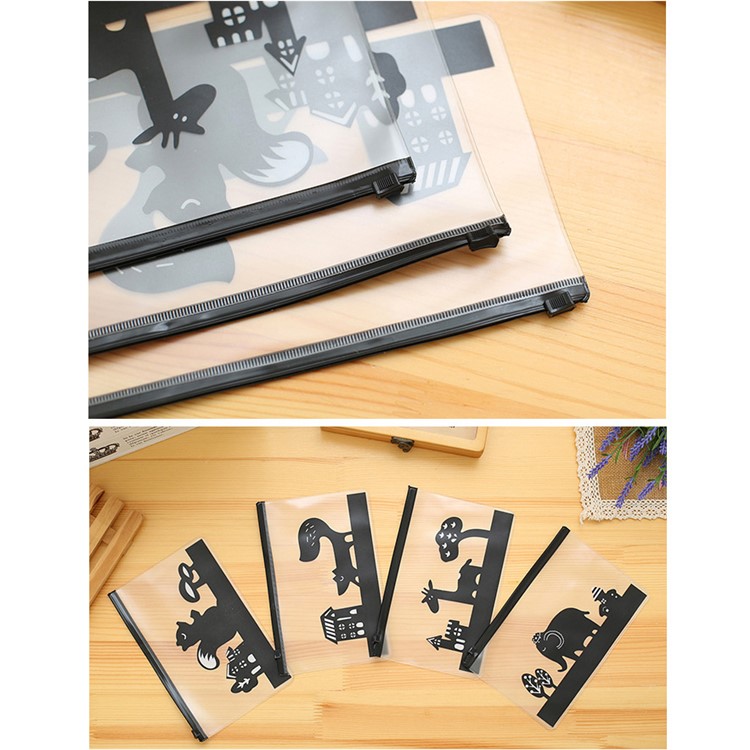 Translucent PVC Zipper Frosted Portable A4 File Protective Bag Case-2