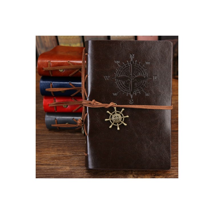 Retro Style Pirate Ship PU Leather Cover Spiral Brown Paper Notebook - Coffee-1