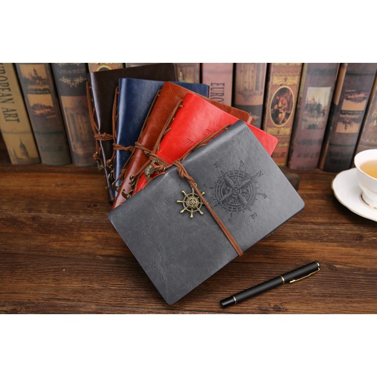 Retro Style Pirate Ship PU Leather Cover Spiral Brown Paper Notebook - Coffee-2