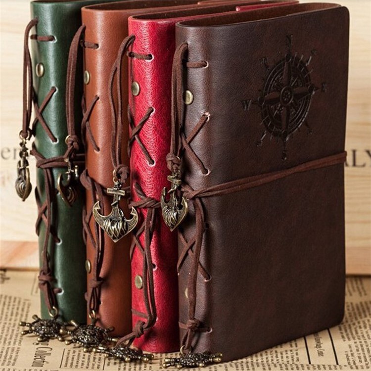 Retro Style Pirate Ship PU Leather Cover Spiral Brown Paper Notebook - Coffee-3