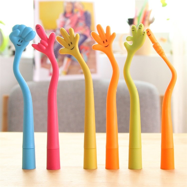 Creative School Stationery Funny Bending Hand Gesture Ballpoint Pen Black Ink Gesture Pen-1