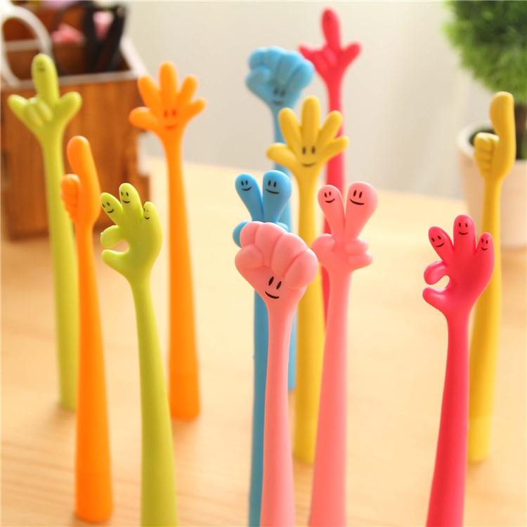 Creative School Stationery Funny Bending Hand Gesture Ballpoint Pen Black Ink Gesture Pen-3