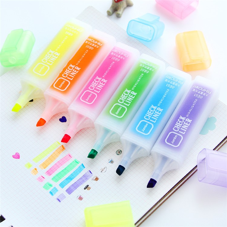 Bright Color Chisel Tip Fluorescent Pen with Clip - Rose-3