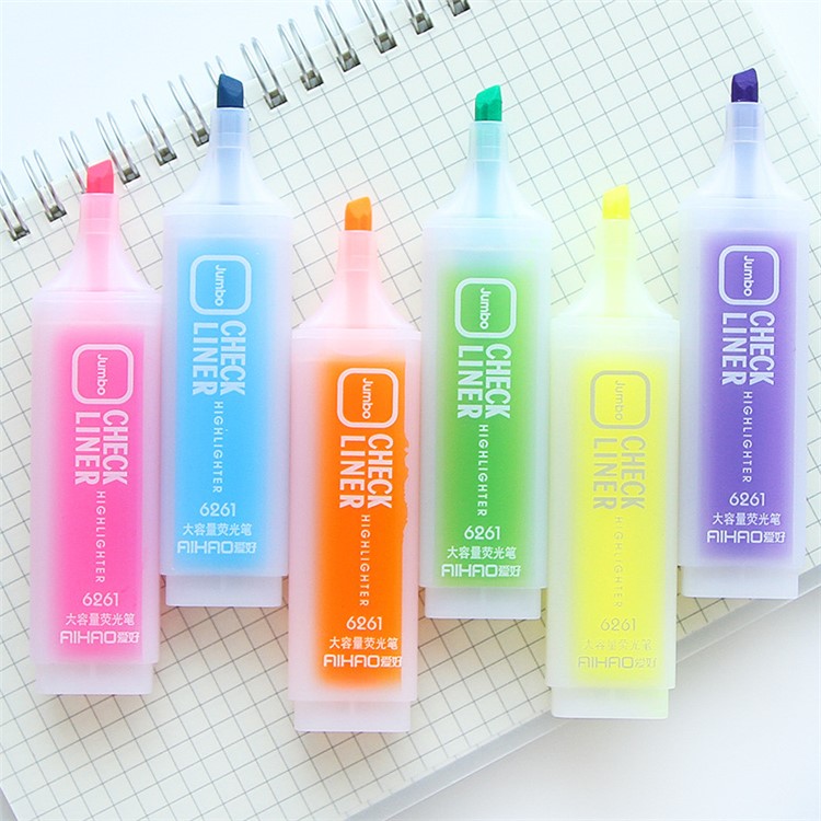 Bright Color Chisel Tip Fluorescent Pen with Clip - Rose-4