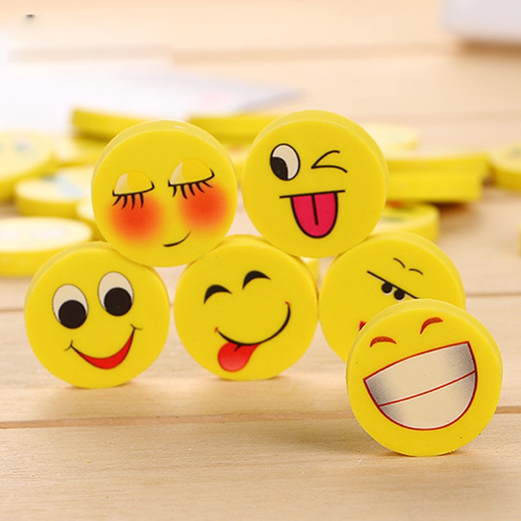 200pcs Cartoon Smiling Face Mini Rubber Erasers School Supplies Gifts for Kids-1
