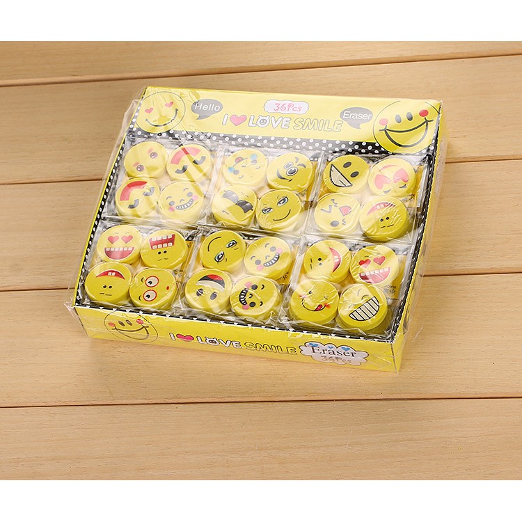200pcs Cartoon Smiling Face Mini Rubber Erasers School Supplies Gifts for Kids-2
