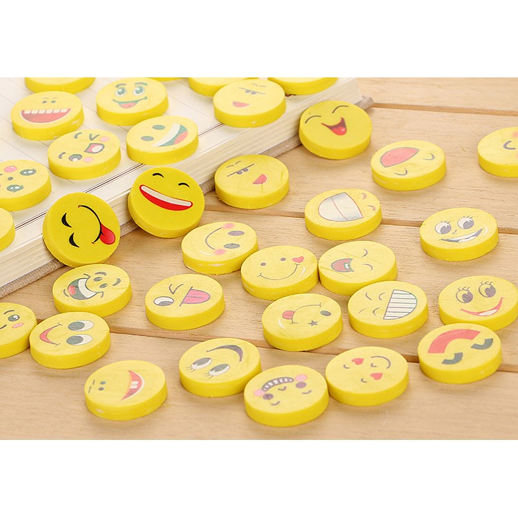 200pcs Cartoon Smiling Face Mini Rubber Erasers School Supplies Gifts for Kids-3