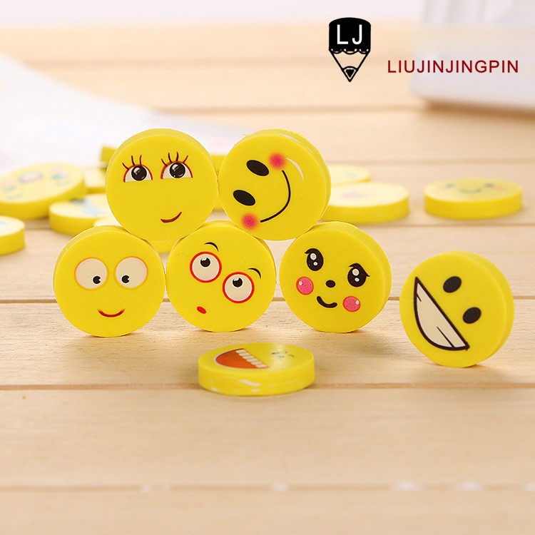 200pcs Cartoon Smiling Face Mini Rubber Erasers School Supplies Gifts for Kids-4