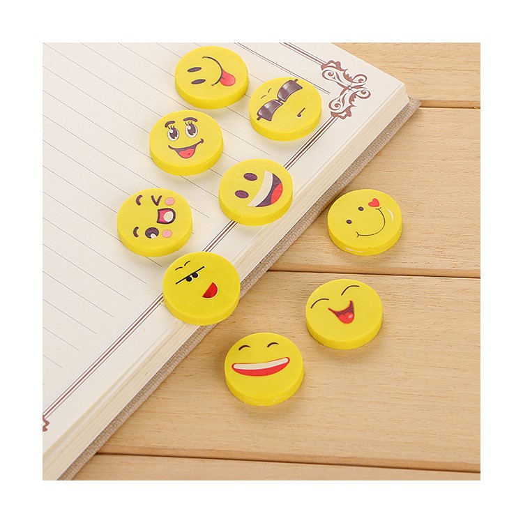 200pcs Cartoon Smiling Face Mini Rubber Erasers School Supplies Gifts for Kids-5