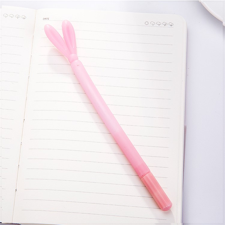 Noctilucent Gel-ink Pen 0.38mm Rabbit Ear Modelling Roller Ball Pens 20pcs - Pink-1