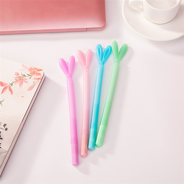 Noctilucent Gel-ink Pen 0.38mm Rabbit Ear Modelling Roller Ball Pens 20pcs - Pink-2