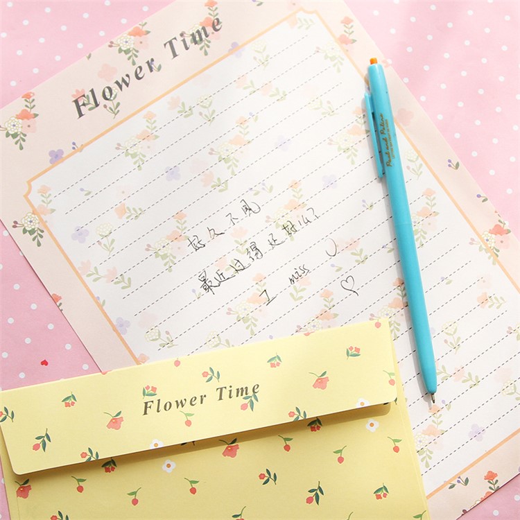 Lovely Colorful Flower Stationery with 3 Envelopes and 6 Writing Papers - Pink-2