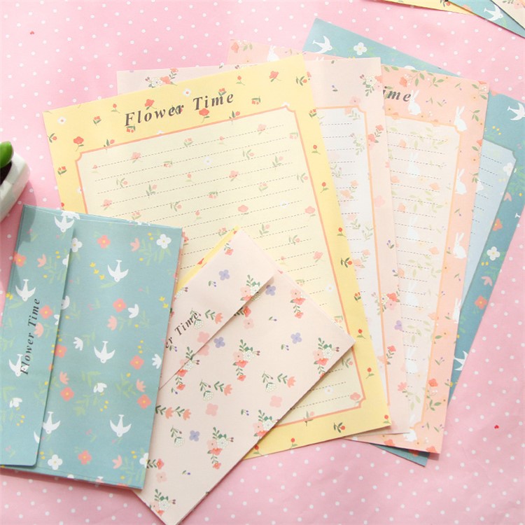 Lovely Colorful Flower Stationery with 3 Envelopes and 6 Writing Papers - Pink-4