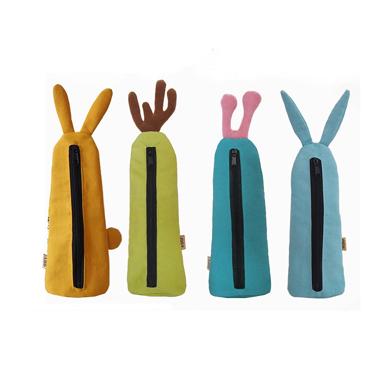 Adorable Cartoon Shaped Large Capacity Canvas Pencil Case Bag (Random)-4