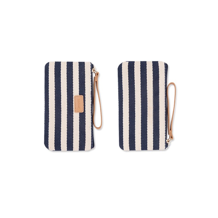 Large Capacity Stylish Portable Canvas Pencil Case Coin Purse Pouch Cosmetic Makeup Bag - Black and White Stripes-1