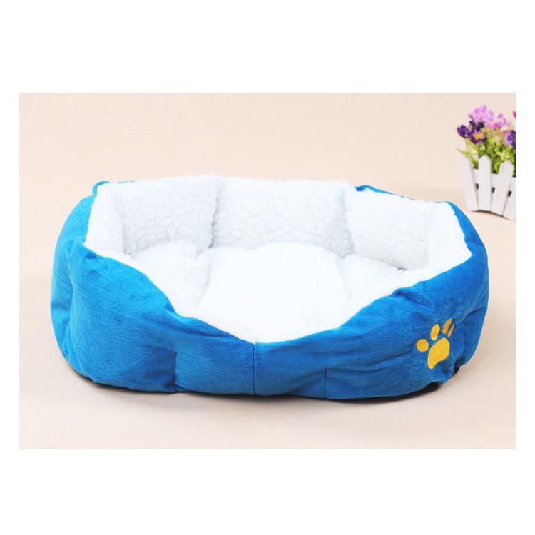 Soft Warm Pet Dog Cat Puppy Sofa House Bed with Cushion (50x40x17cm) - Blue-1