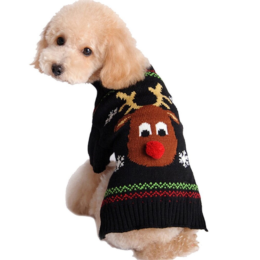 Costume Sweater Deer Puppy Clothes Winter New Year Christmas for Dog and Cat - XS-1