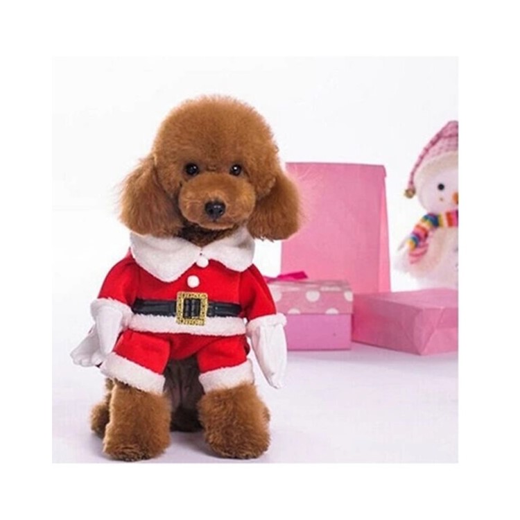New Santa Dog Costume Christmas Pet Clothes Winter Hoodie Coat Clothes for Dog Pet - S-1